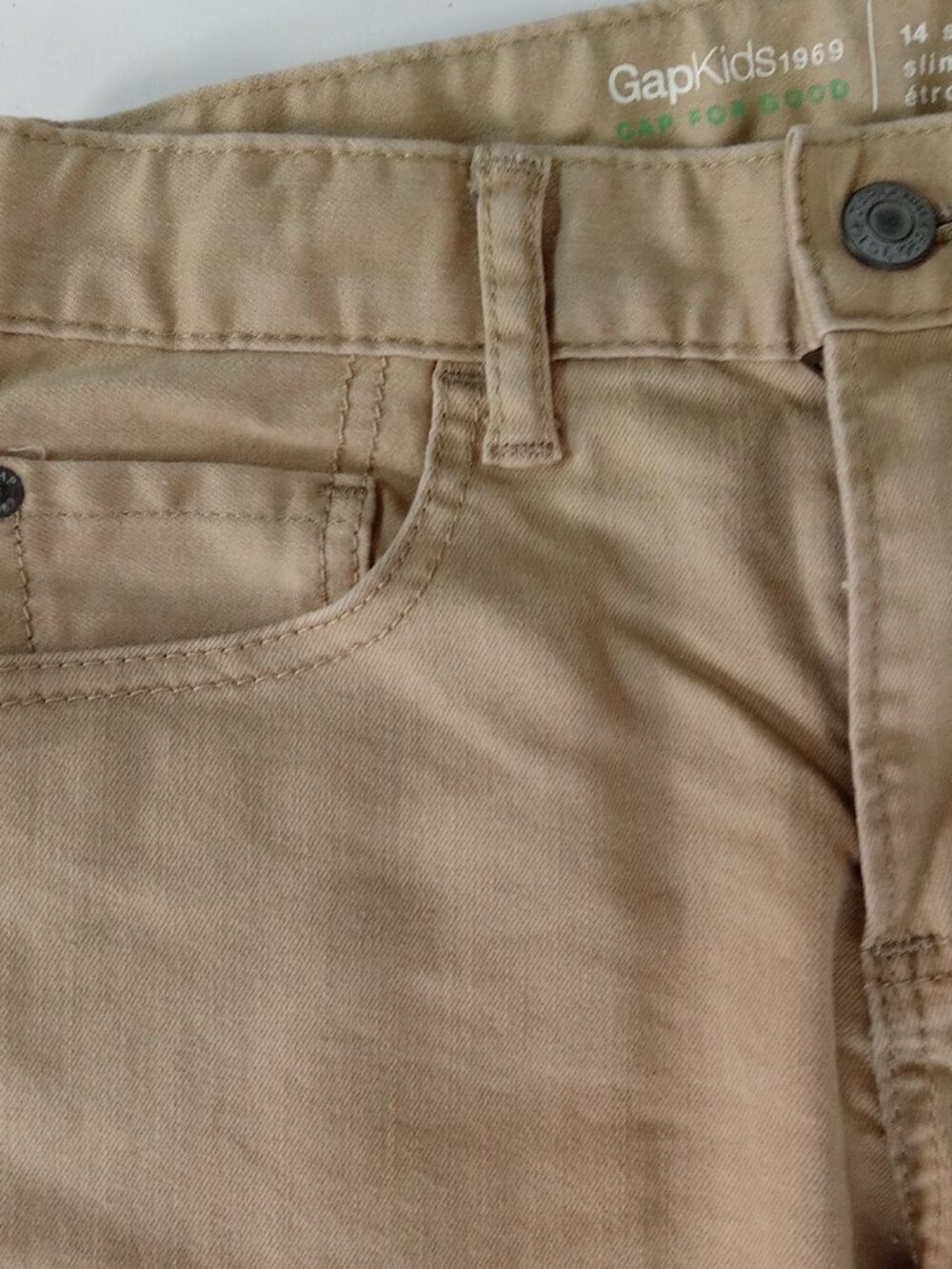 Gap Kids Boys Slim Straight Fit Khaki Tan Pants Size 14 Regular Adjustable Waist - Picture 6 of 14